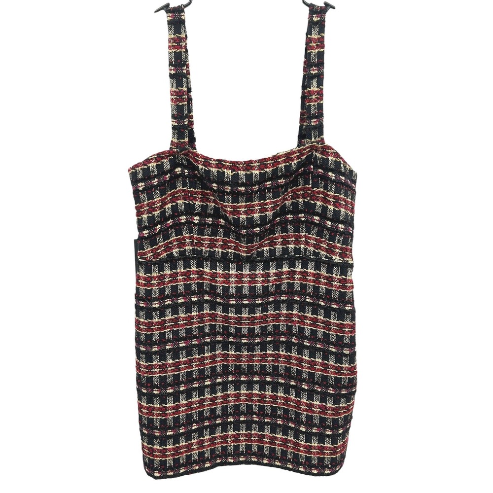 House of Harlow 1960‎ Metallic Tweed Mini Dress L Black Red Gold Dark Academia